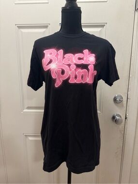 Black Pink Graphic Tee - Black with Pink Logo